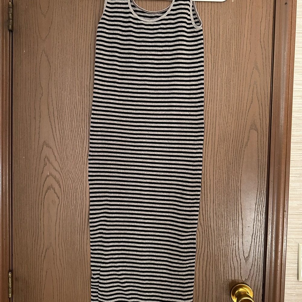 🗽Tees by Tina Black and White Striped Midi Tank Dress